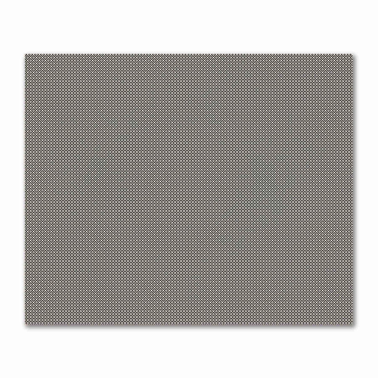 Beige Cotton Sateen Fabric with Black Repeating Square Motif Print | FACS-1015-122