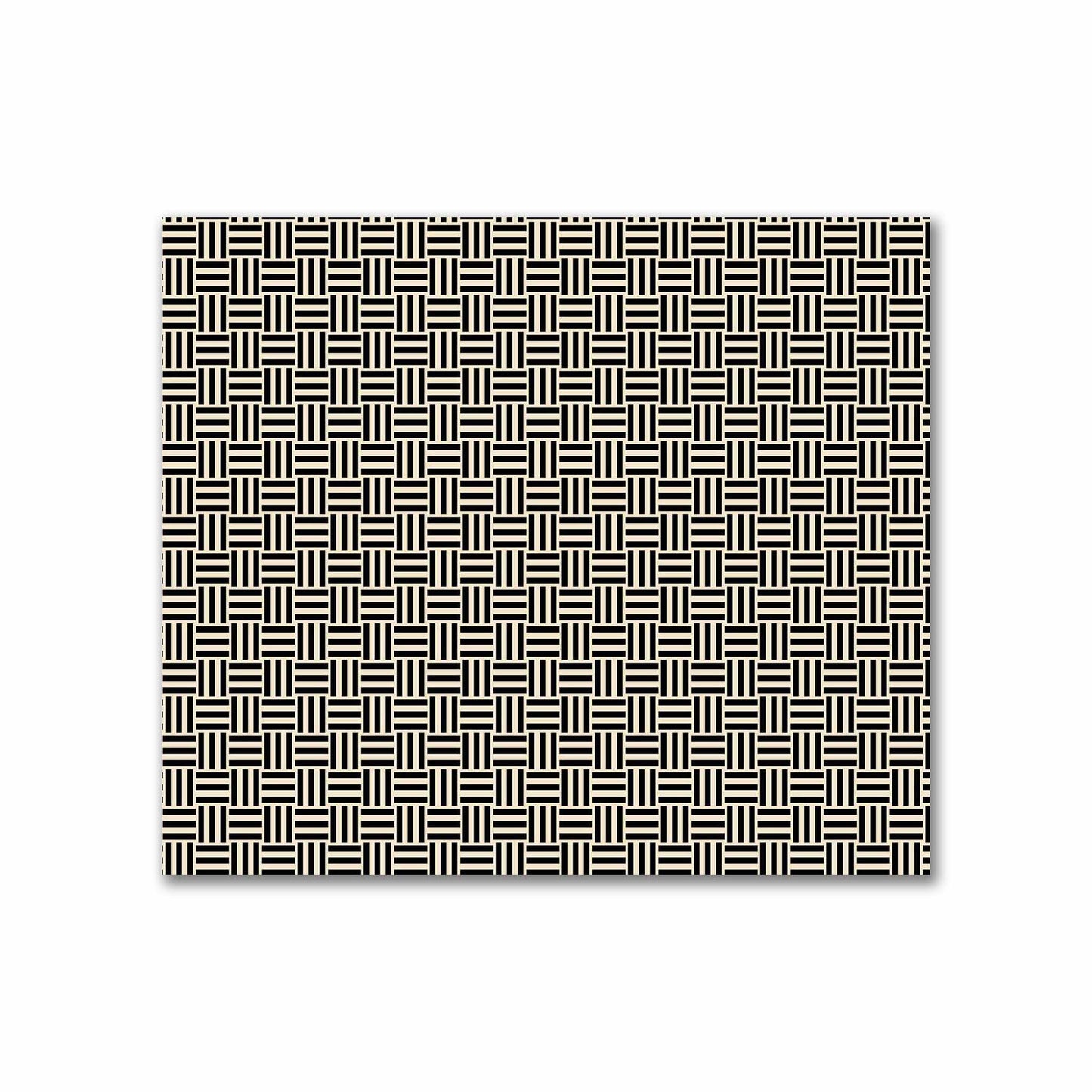 Beige Cotton Sateen Fabric with Black Single Weave Motif Print | FACS-1015-142
