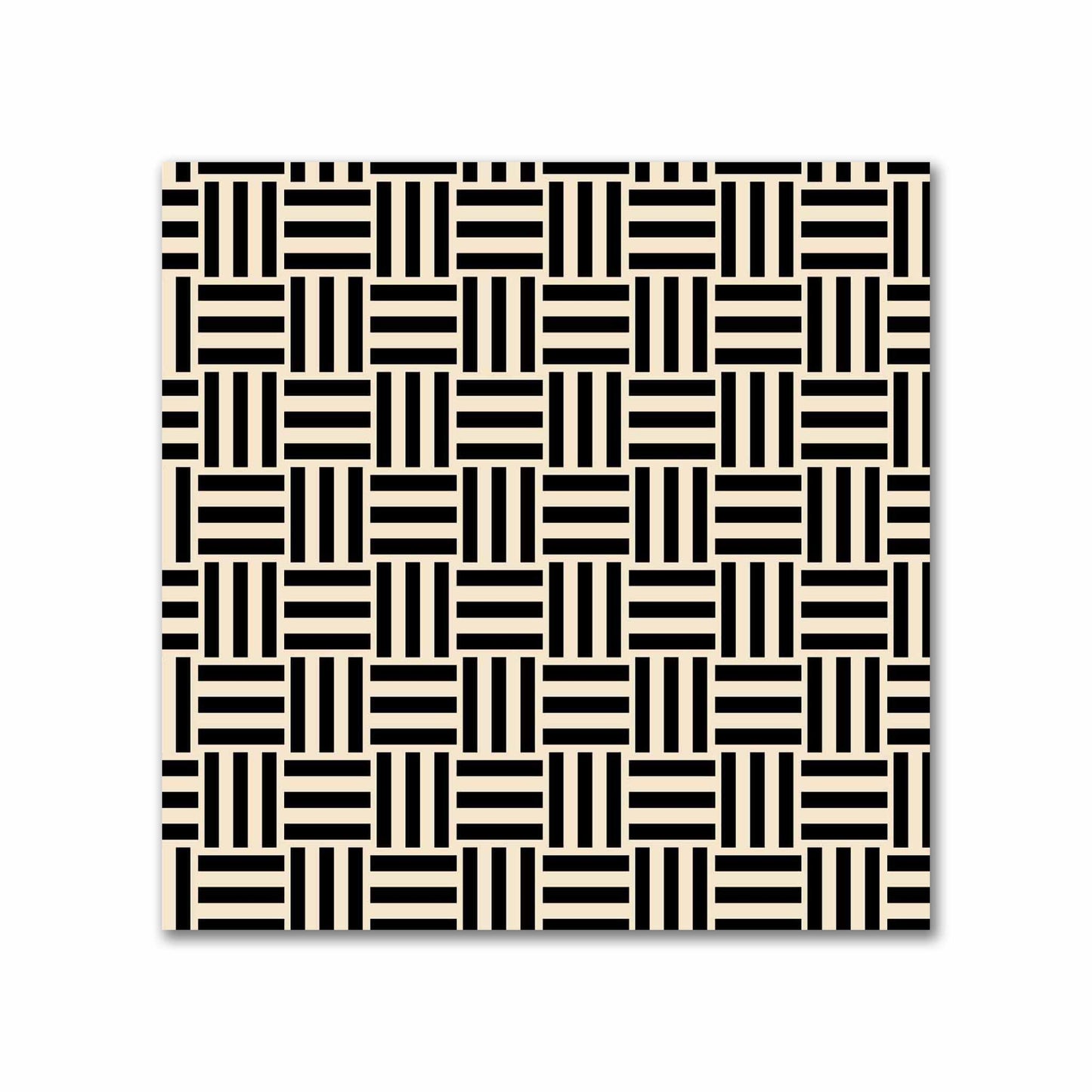Beige Cotton Sateen Fabric with Black Single Weave Motif Print | FACS-1015-142