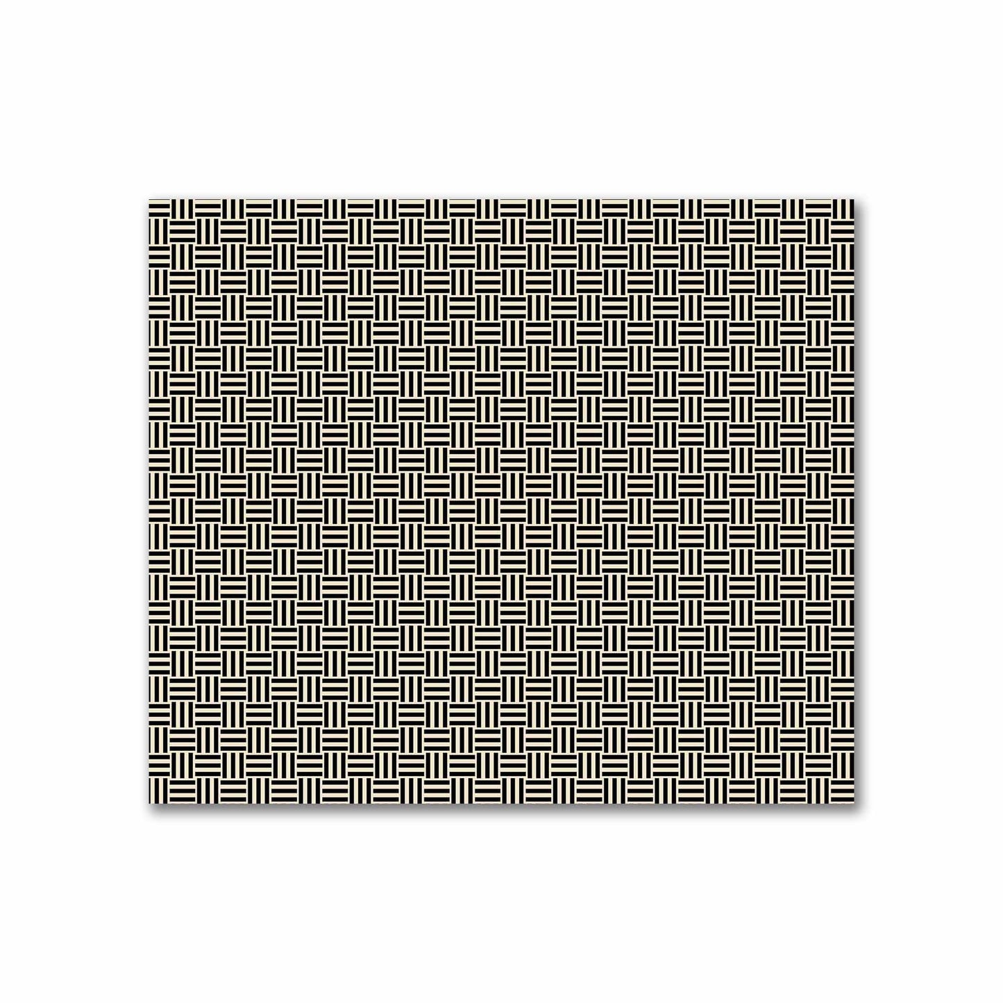 Beige Cotton Sateen Fabric with Black Double Weave Motif Print | FACS-1015-144