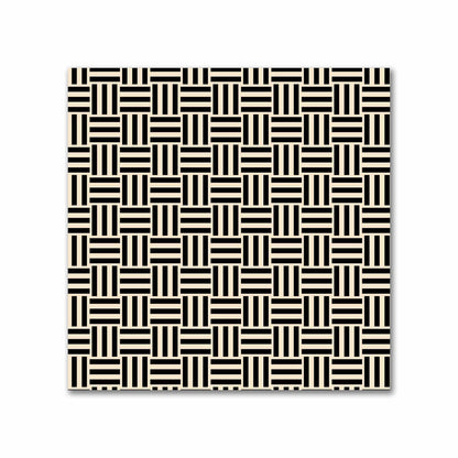 Beige Cotton Sateen Fabric with Black Double Weave Motif Print | FACS-1015-144
