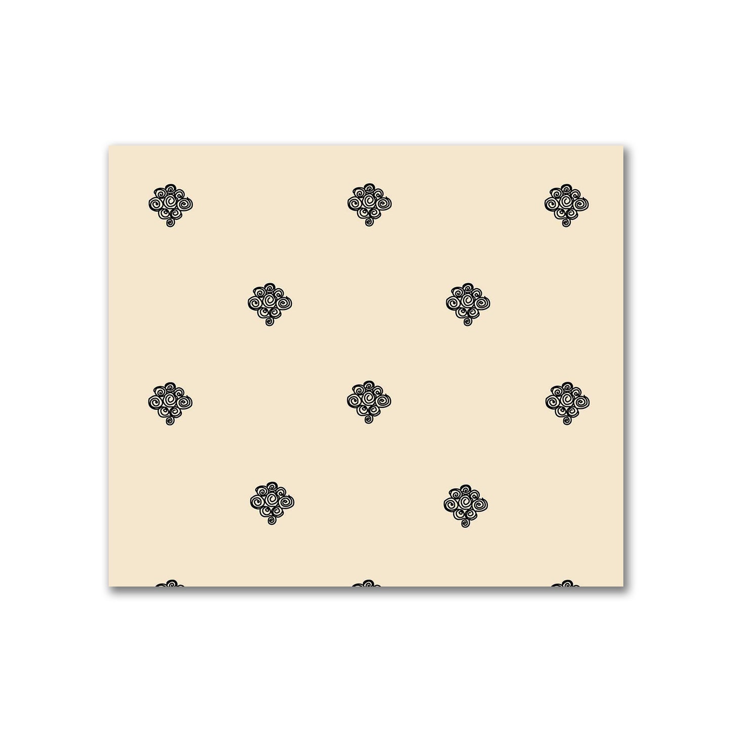 Beige Cotton Sateen Fabric with Black Hand-painted Swizzle Motif Print | FACS-1015-171