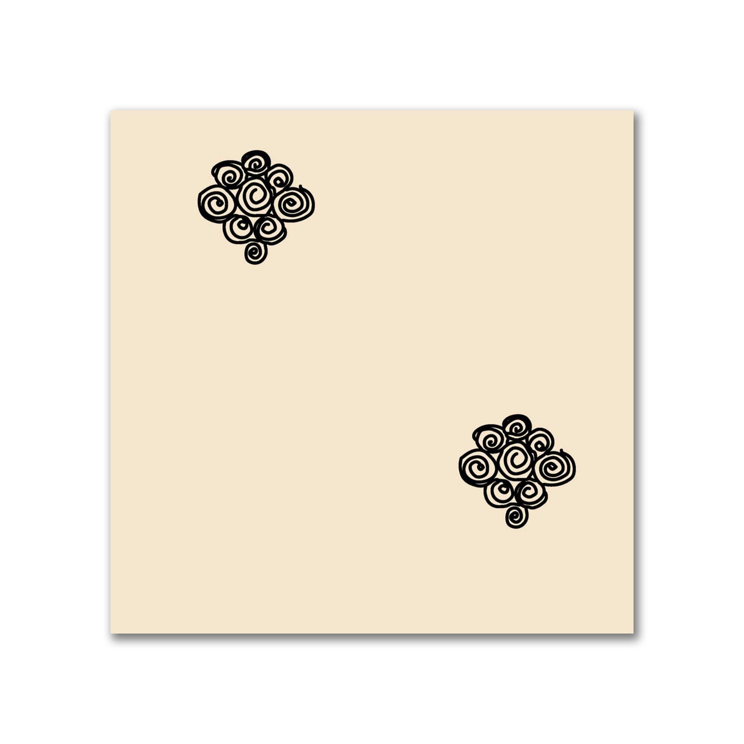 Beige Cotton Sateen Fabric with Black Hand-painted Swizzle Motif Print | FACS-1015-171