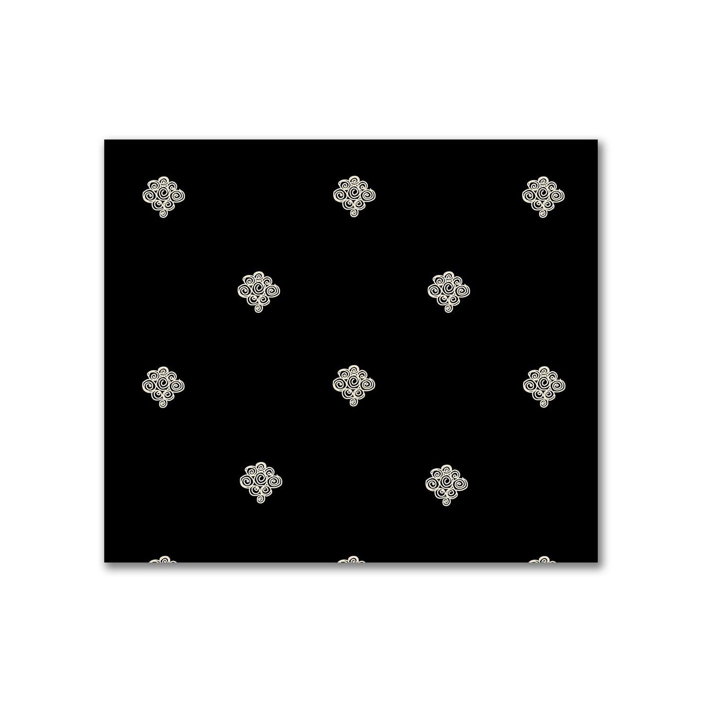 Black Cotton Sateen Fabric with Beige Hand-painted Swizzle Motif Print | FACS-1015-172