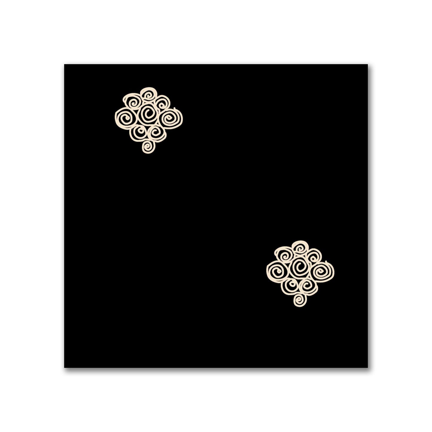 Black Cotton Sateen Fabric with Beige Hand-painted Swizzle Motif Print | FACS-1015-172