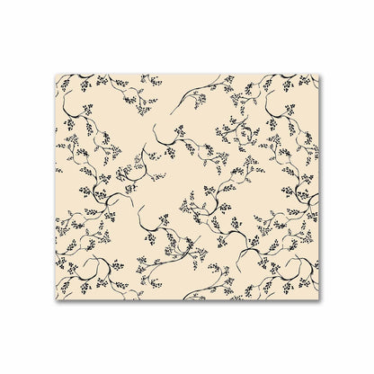 Beige Cotton Sateen Fabric with Black Hand-painted Vine Print | FACS-1015-181