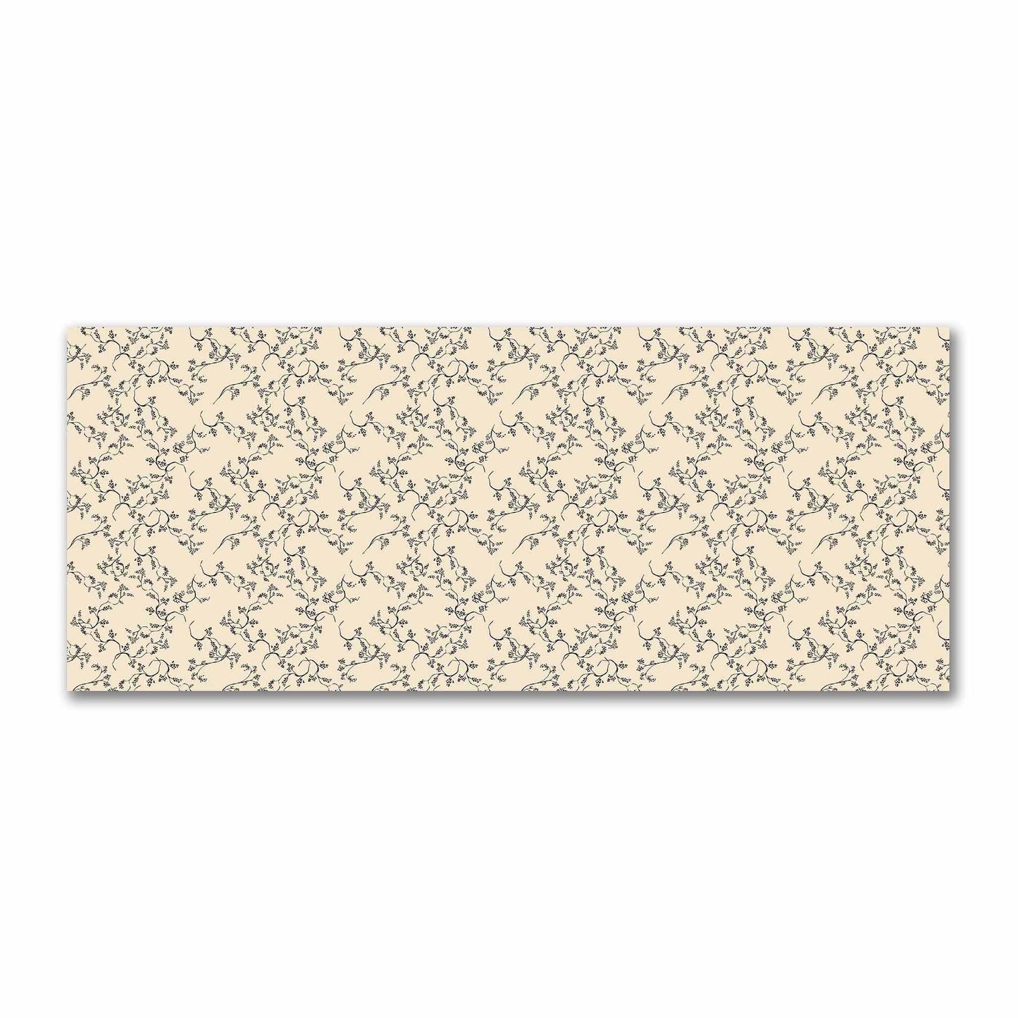 Beige Cotton Sateen Fabric with Black Hand-painted Vine Print | FACS-1015-181