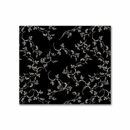 Black Cotton Sateen Fabric with Beige Vine Print  | FACS-1015-182