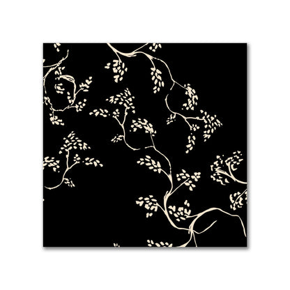 Black Cotton Sateen Fabric with Beige Vine Print  | FACS-1015-182