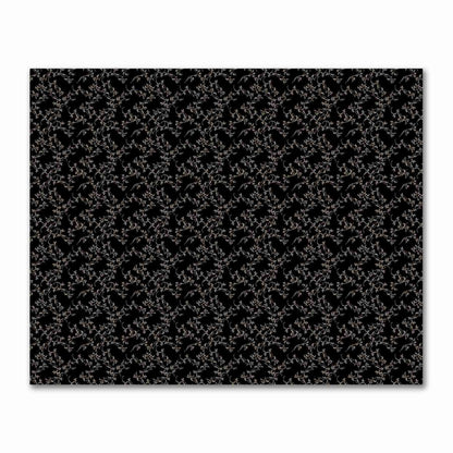 Black Cotton Sateen Fabric with Beige Vine Print  | FACS-1015-182