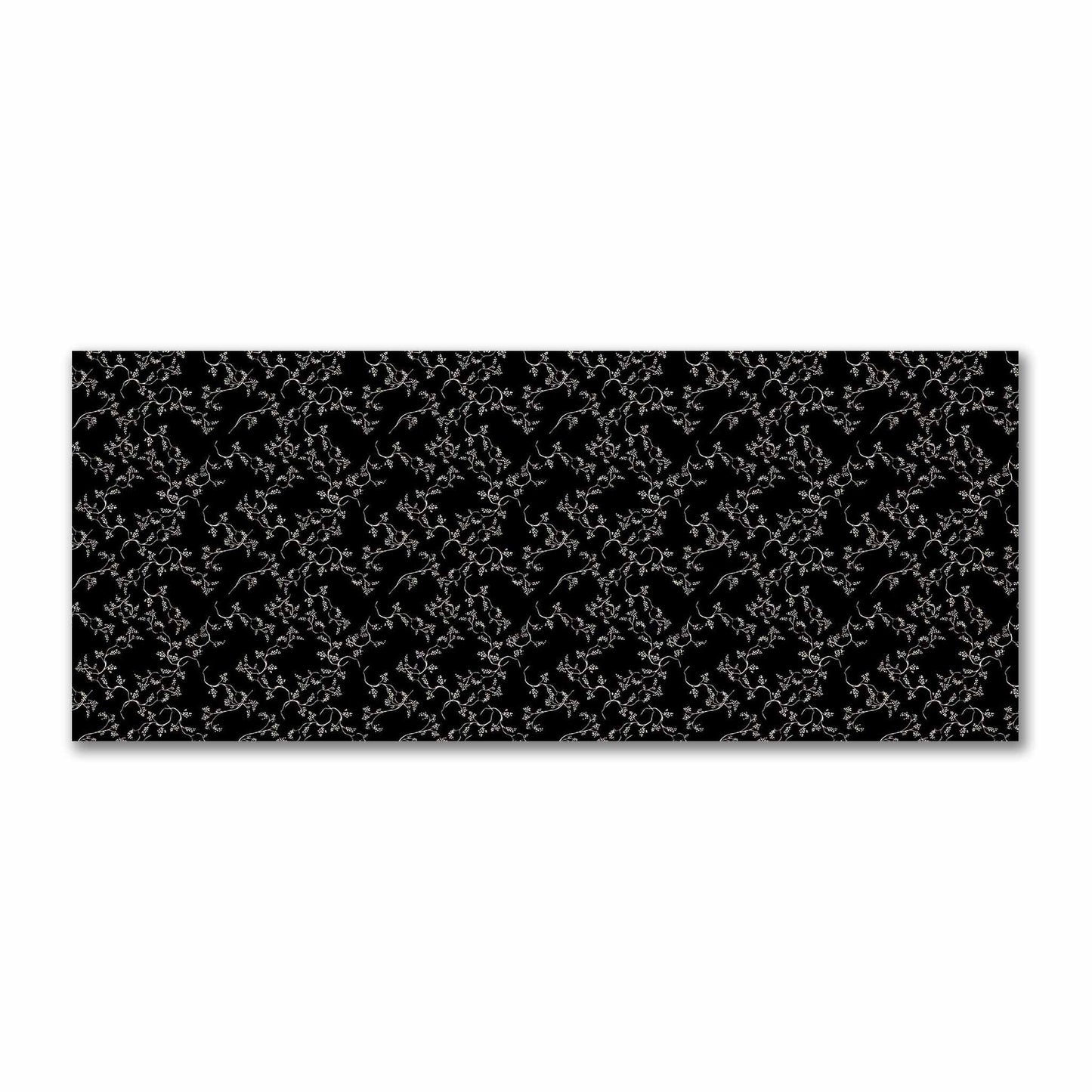 Black Cotton Sateen Fabric with Beige Vine Print  | FACS-1015-182