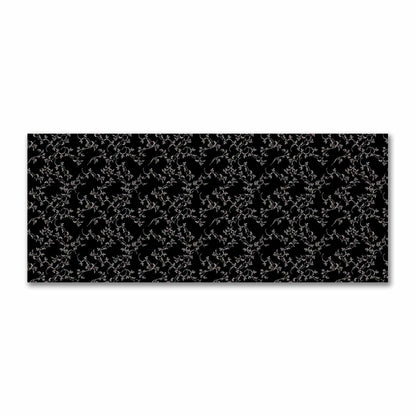 Black Cotton Sateen Fabric with Beige Vine Print  | FACS-1015-182