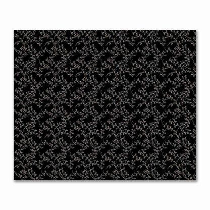 Black Cotton Sateen Fabric with Beige Vine Print  | FACS-1015-182