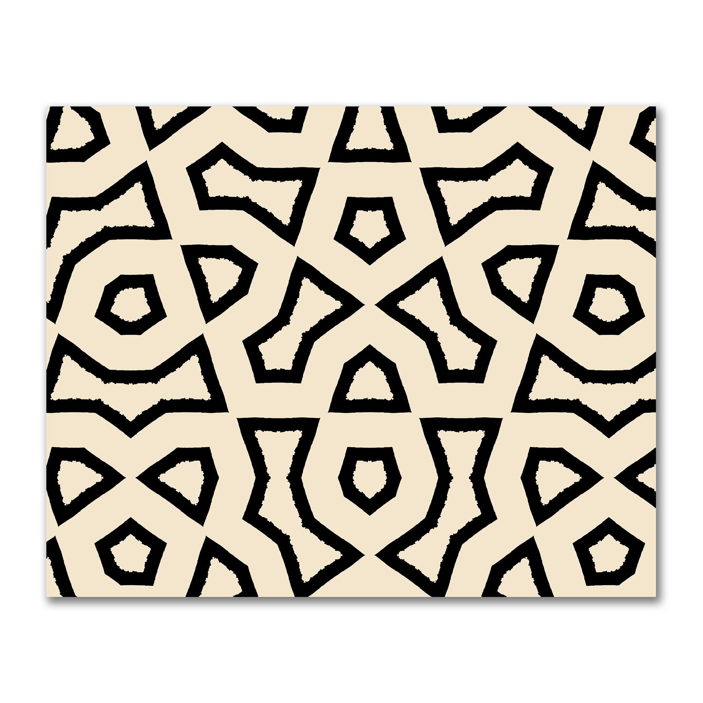 Beige Cotton Sateen Fabric with Bold Black Graphic  | FACS-1015-391