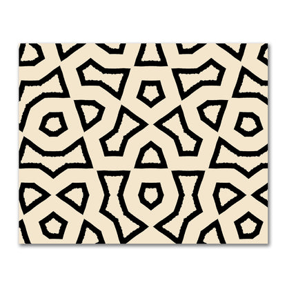 Beige Cotton Sateen Fabric with Bold Black Graphic  | FACS-1015-391