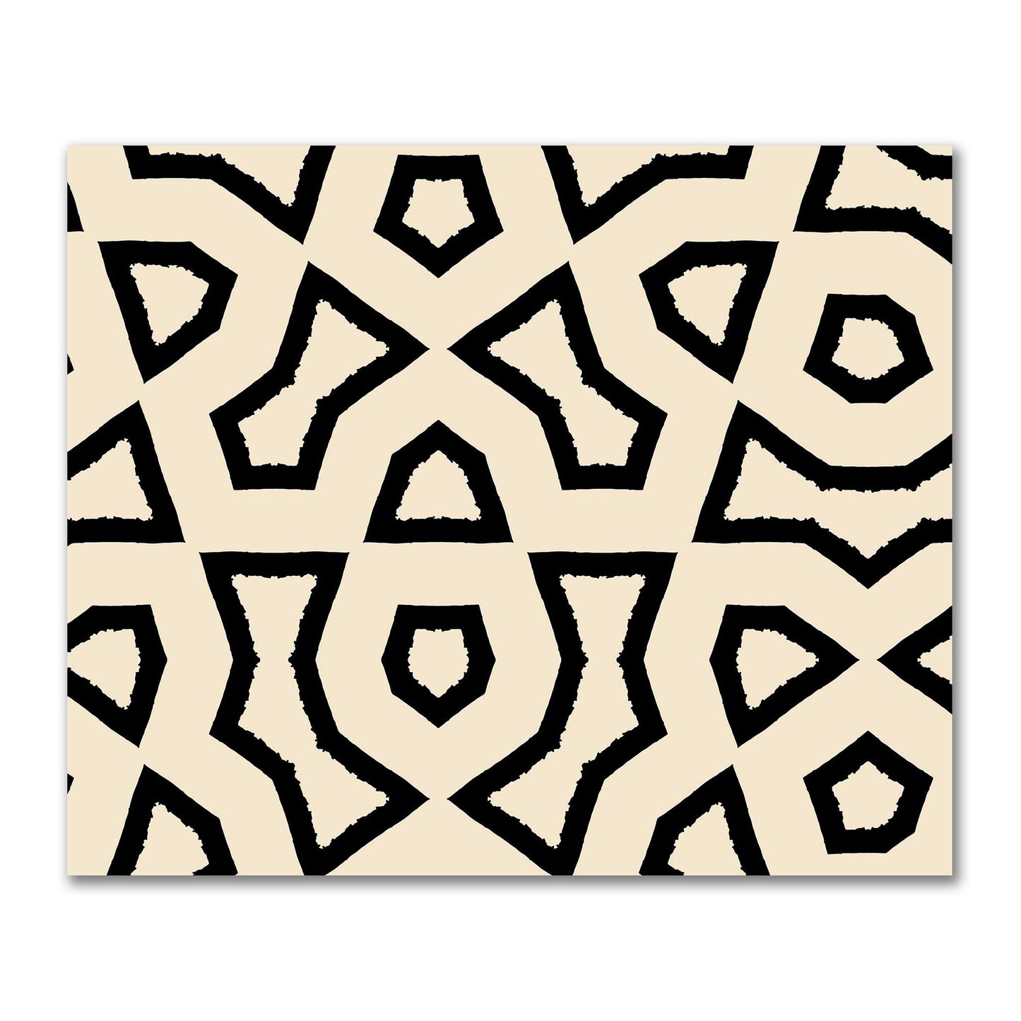 Beige Cotton Sateen Fabric with Bold Black Graphic  | FACS-1015-391