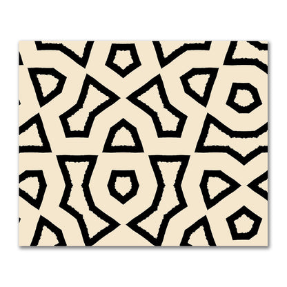 Beige Cotton Sateen Fabric with Bold Black Graphic  | FACS-1015-391