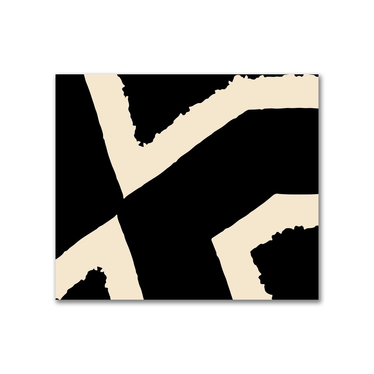 Black Cotton Sateen Fabric with Bold Beige Graphic  | FACS-1015-392