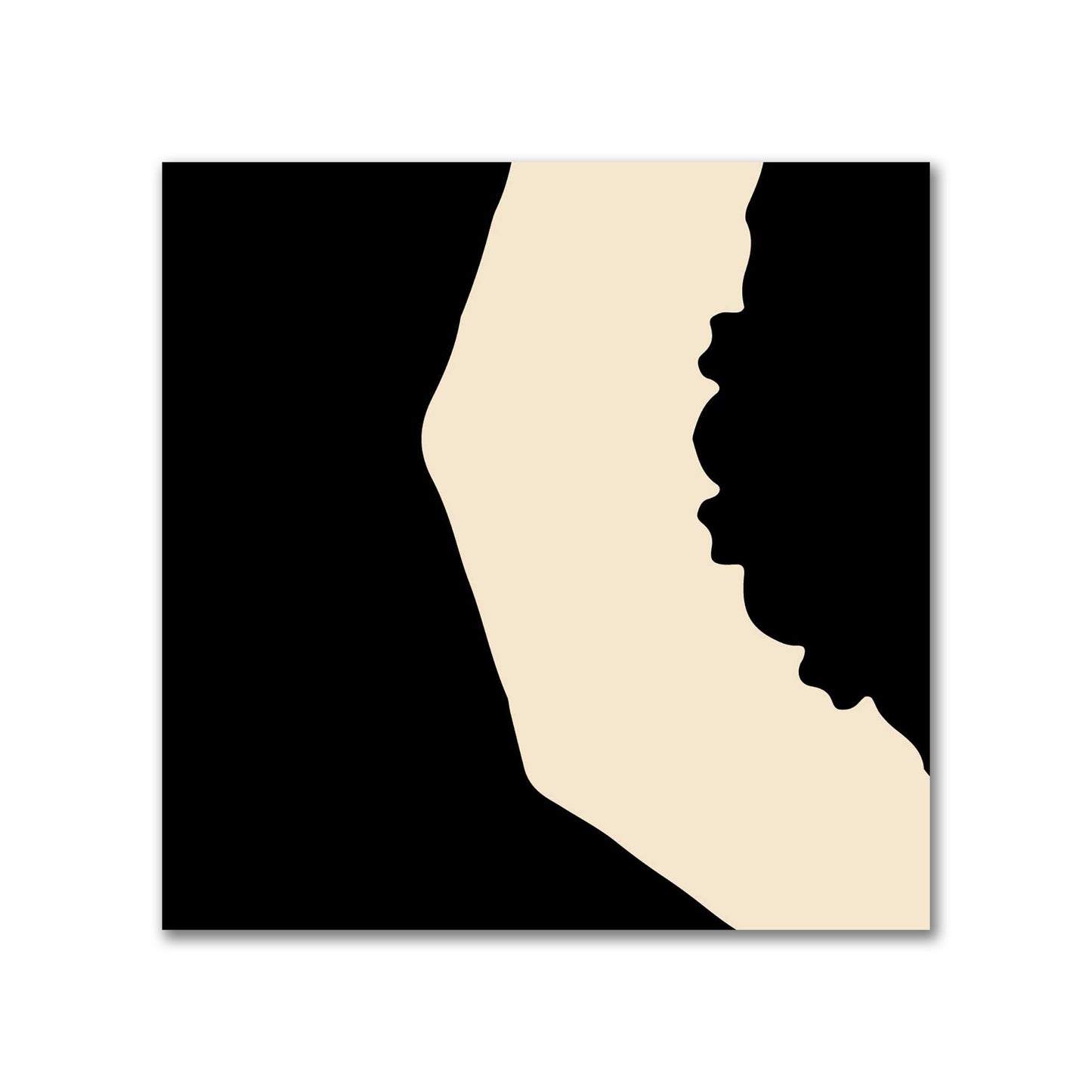Black Cotton Sateen Fabric with Bold Beige Graphic  | FACS-1015-392
