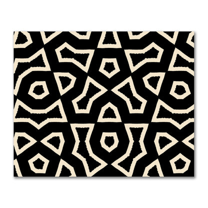Black Cotton Sateen Fabric with Bold Beige Graphic  | FACS-1015-392