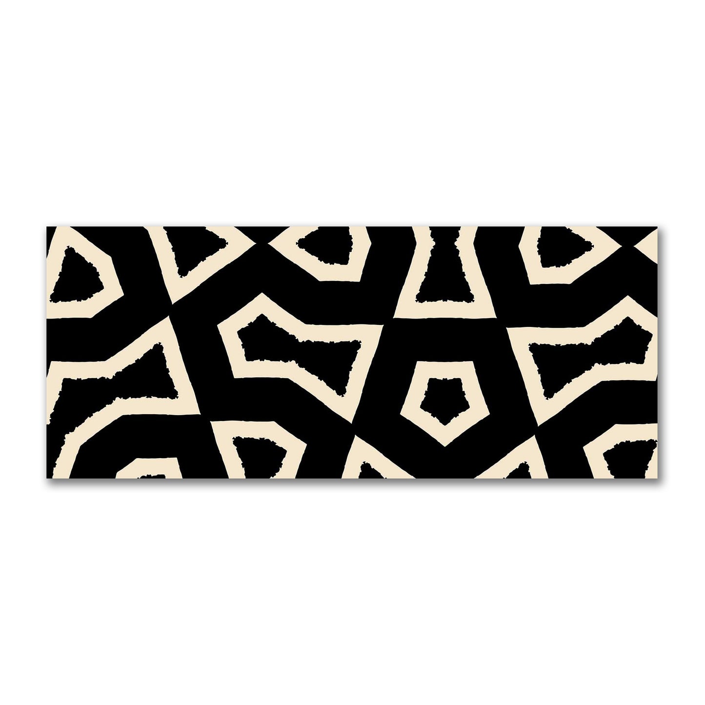 Black Cotton Sateen Fabric with Bold Beige Graphic  | FACS-1015-392