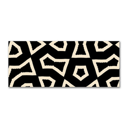 Black Cotton Sateen Fabric with Bold Beige Graphic  | FACS-1015-392