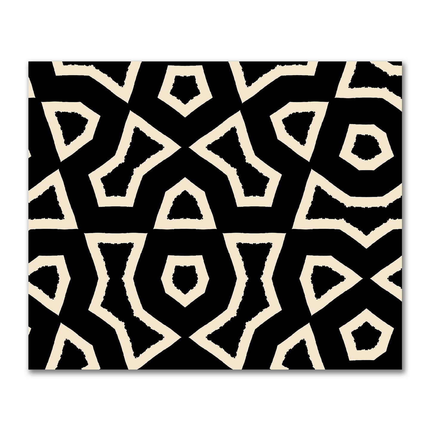 Black Cotton Sateen Fabric with Bold Beige Graphic  | FACS-1015-392