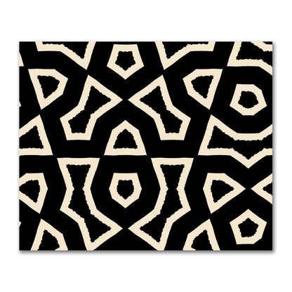 Black Cotton Sateen Fabric with Bold Beige Graphic  | FACS-1015-392