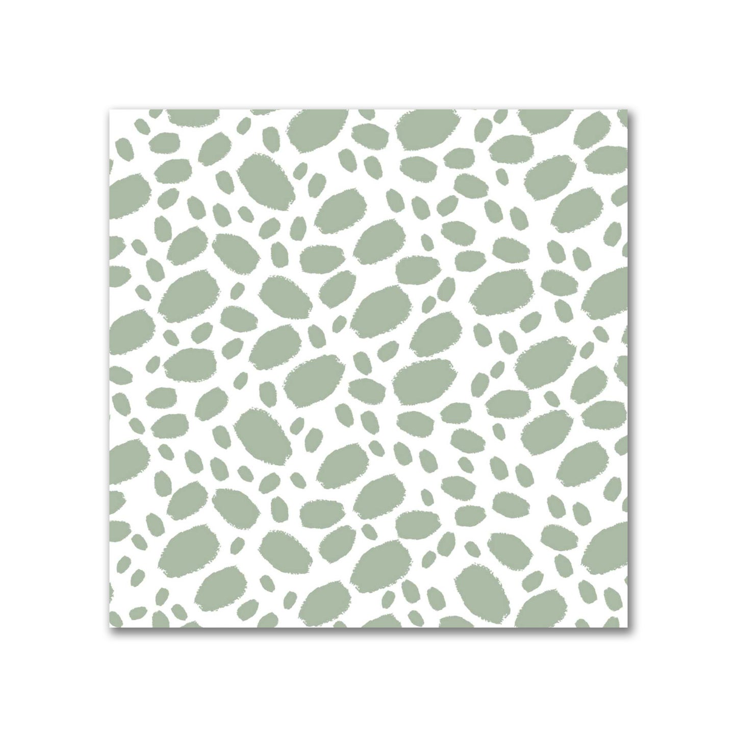 Off-White Cotton Sateen Fabric with Green Hand-painted Dab Motif Print | FACS-1052-092