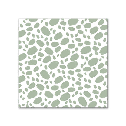 Off-White Cotton Sateen Fabric with Green Hand-painted Dab Motif Print | FACS-1052-092