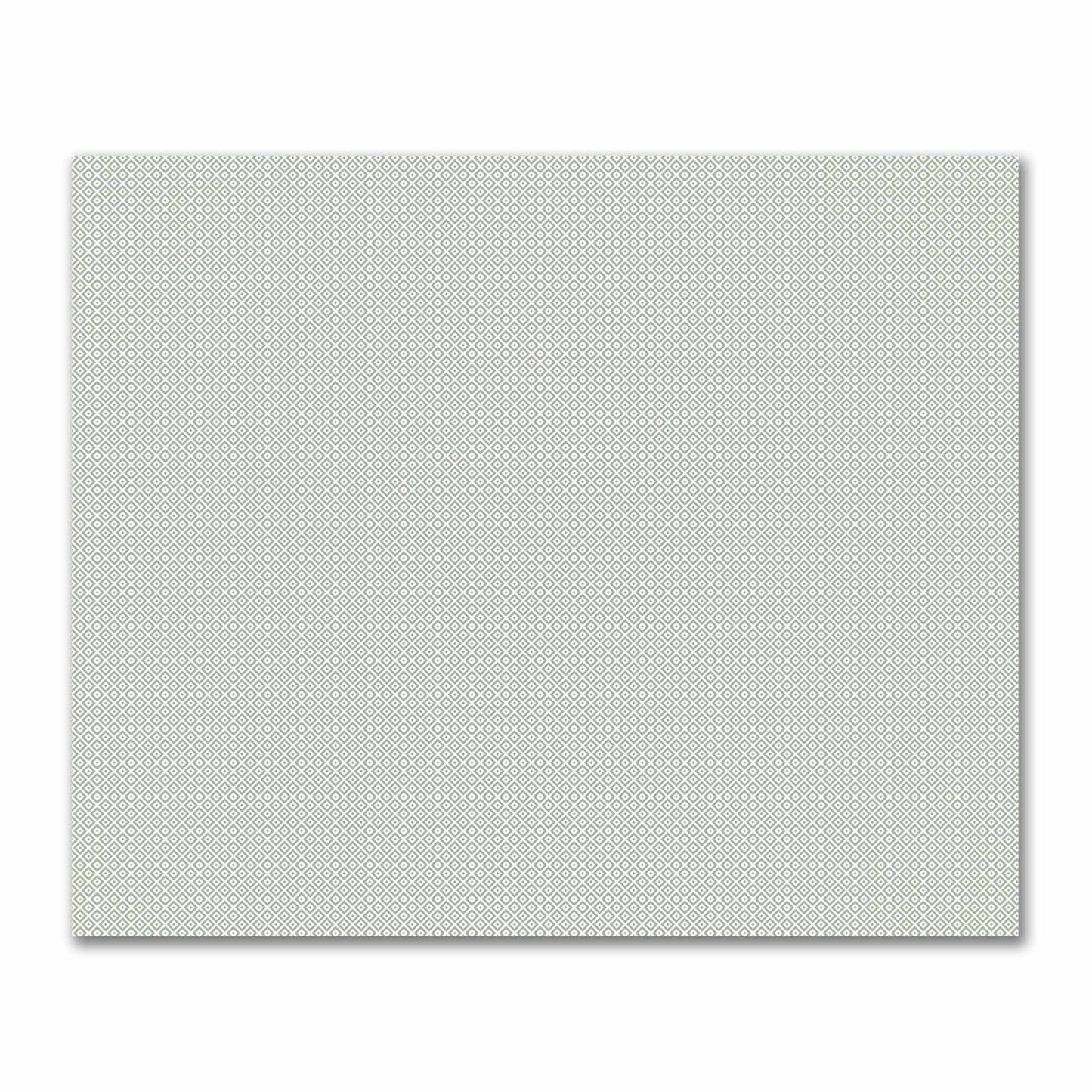 Off-White Cotton Sateen Fabric with Green Repeating Square Motif Print | FACS-1052-122