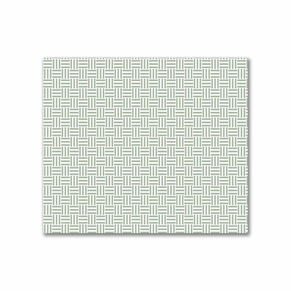 Off-White Cotton Sateen Fabric with Green Single Weave Motif Print | FACS-1052-142