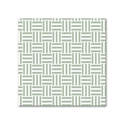 Off-White Cotton Sateen Fabric with Green Single Weave Motif Print | FACS-1052-142