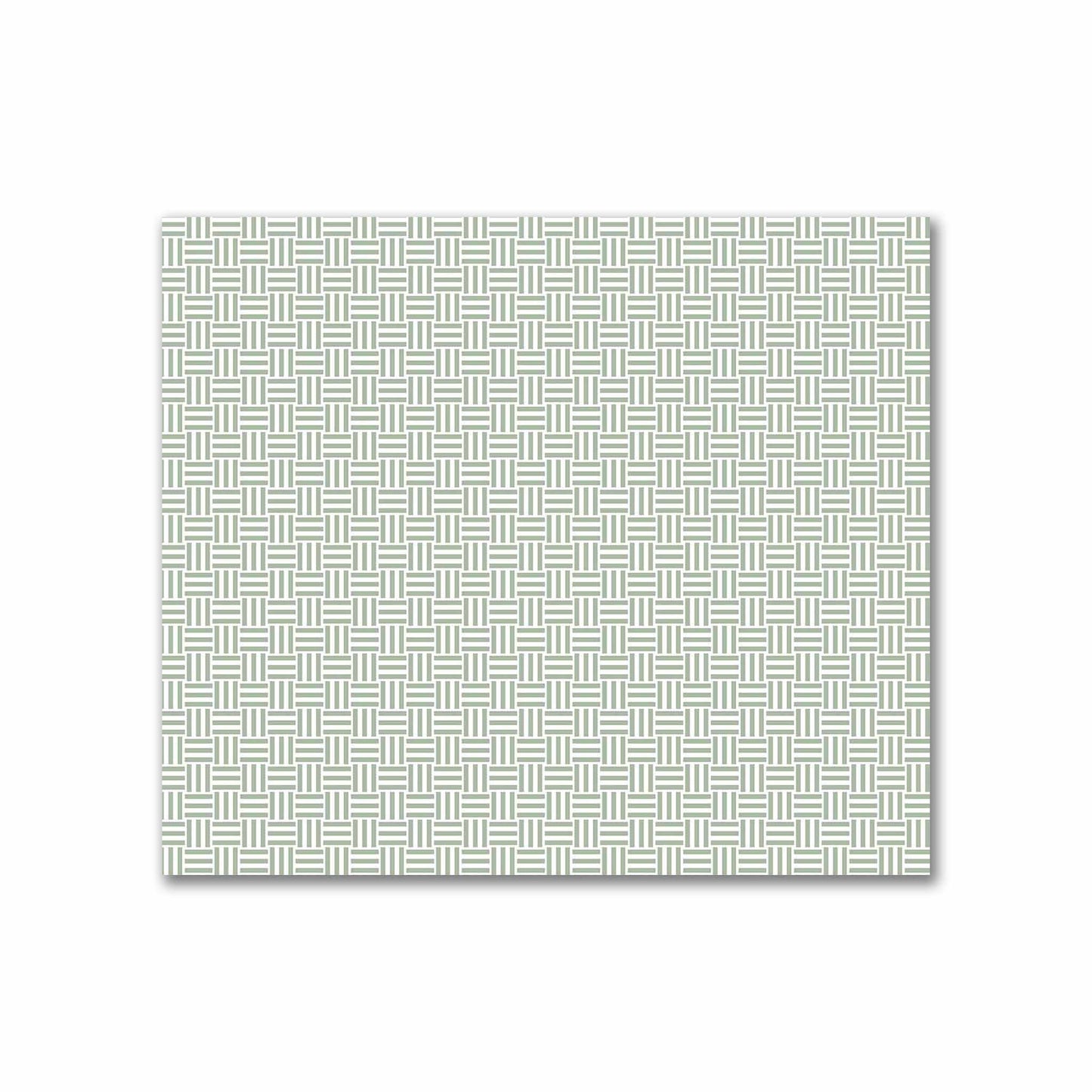 Off-White Cotton Sateen Fabric with Green Double Weave Motif Print | FACS-1052-144