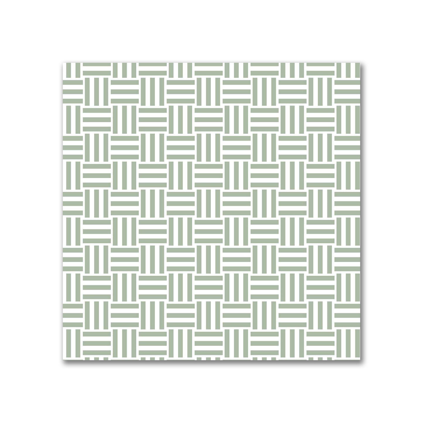 Off-White Cotton Sateen Fabric with Green Double Weave Motif Print | FACS-1052-144