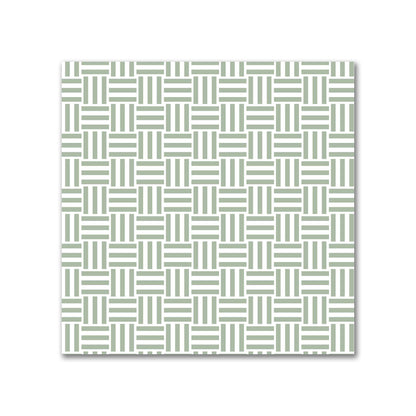 Off-White Cotton Sateen Fabric with Green Double Weave Motif Print | FACS-1052-144