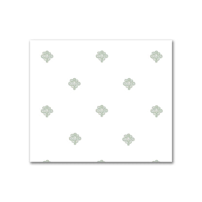 Off-White Cotton Sateen Fabric with Green Hand-painted Swizzle Motif Print | FACS-1052-171