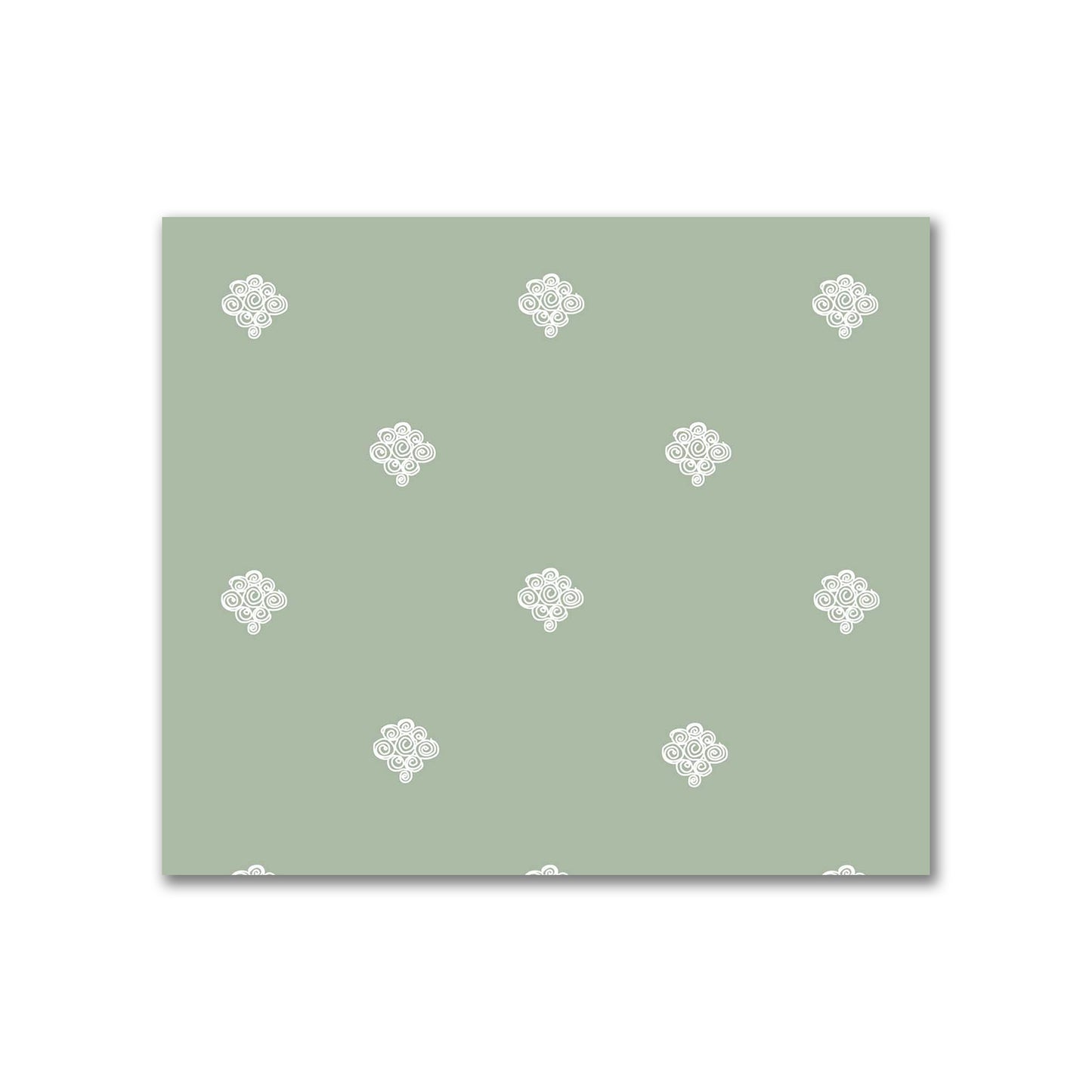 Green Cotton Sateen Fabric with Off-White Hand-painted Swizzle Motif Print | FACS-1052-172