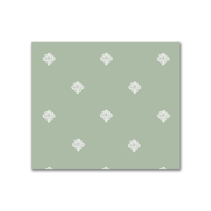 Green Cotton Sateen Fabric with Off-White Hand-painted Swizzle Motif Print | FACS-1052-172