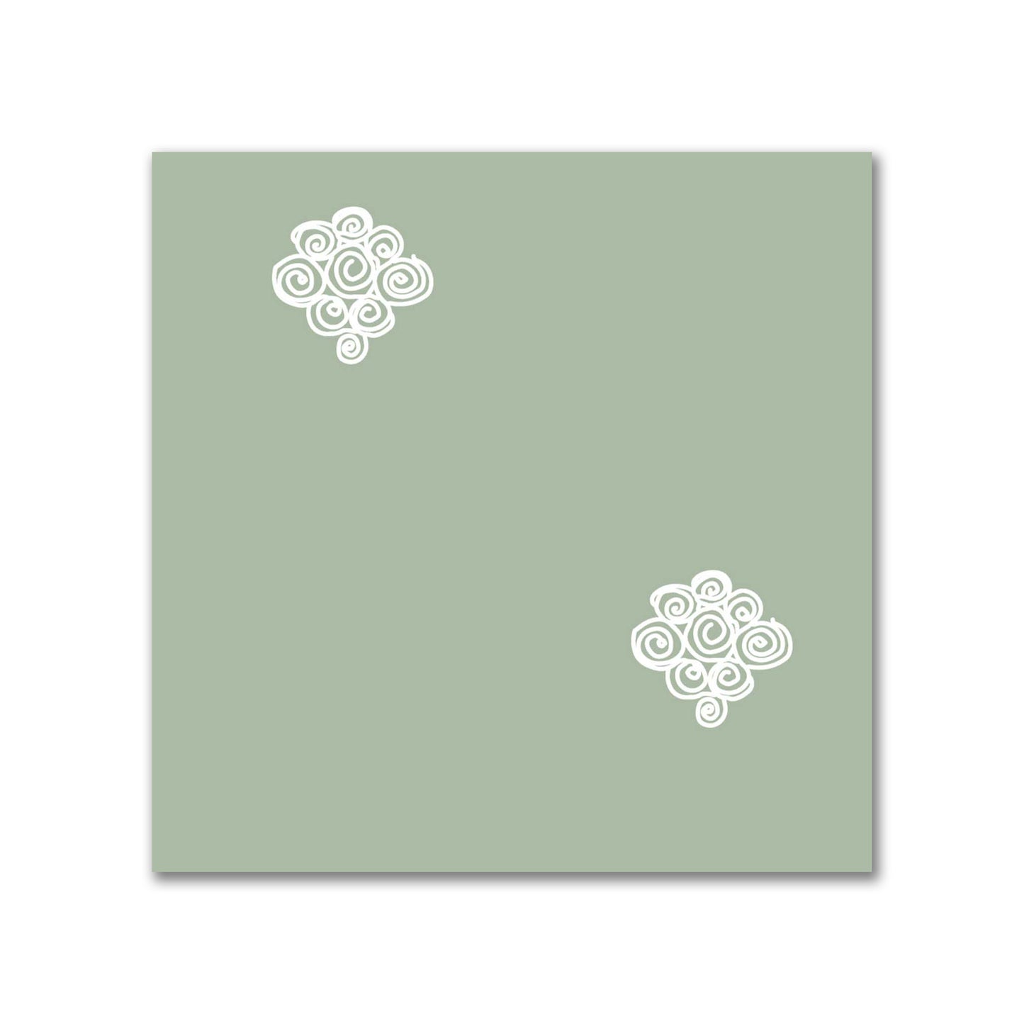 Green Cotton Sateen Fabric with Off-White Hand-painted Swizzle Motif Print | FACS-1052-172