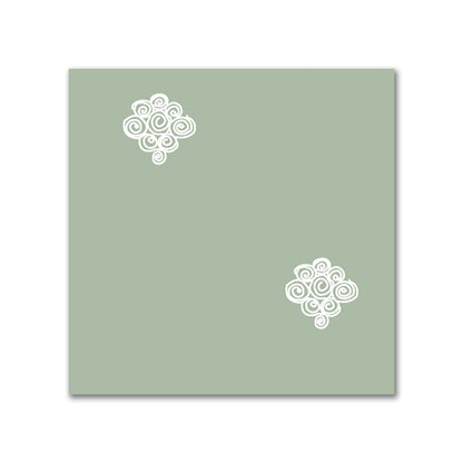 Green Cotton Sateen Fabric with Off-White Hand-painted Swizzle Motif Print | FACS-1052-172