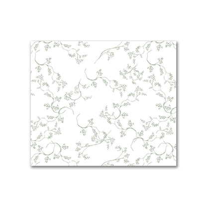 Off-White Cotton Sateen Fabric with Green Hand-painted Vine Print | FACS-1052-181