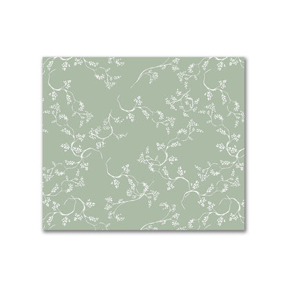 Green Cotton Sateen Fabric with Off-White Vine Print  | FACS-1052-182