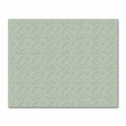 Green Cotton Sateen Fabric with Off-White Vine Print  | FACS-1052-182