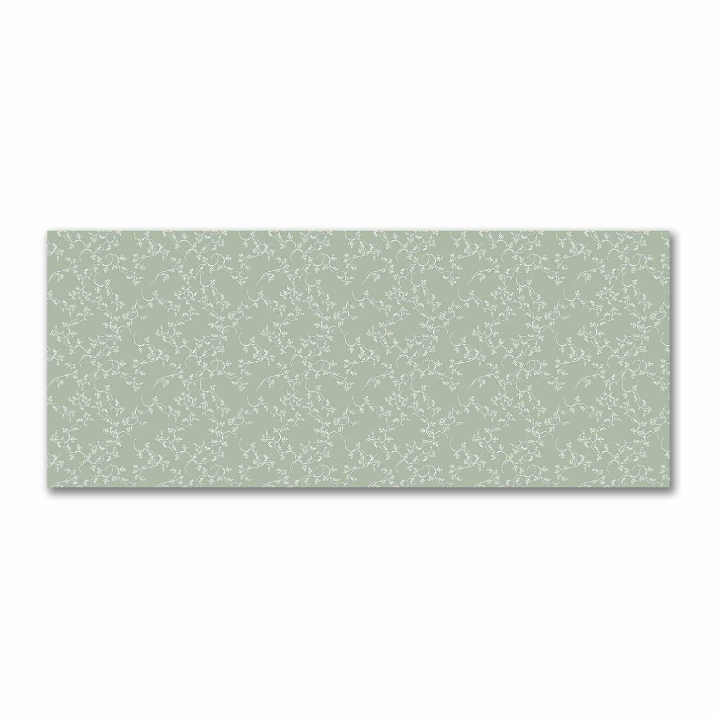 Green Cotton Sateen Fabric with Off-White Vine Print  | FACS-1052-182