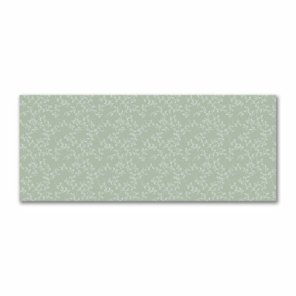 Green Cotton Sateen Fabric with Off-White Vine Print  | FACS-1052-182