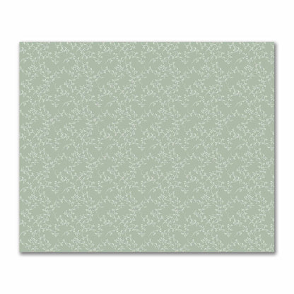 Green Cotton Sateen Fabric with Off-White Vine Print  | FACS-1052-182