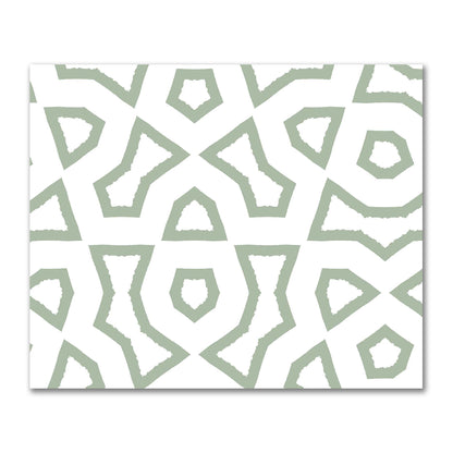 Off-White Cotton Sateen Fabric with Bold Green Graphic  | FACS-1052-391