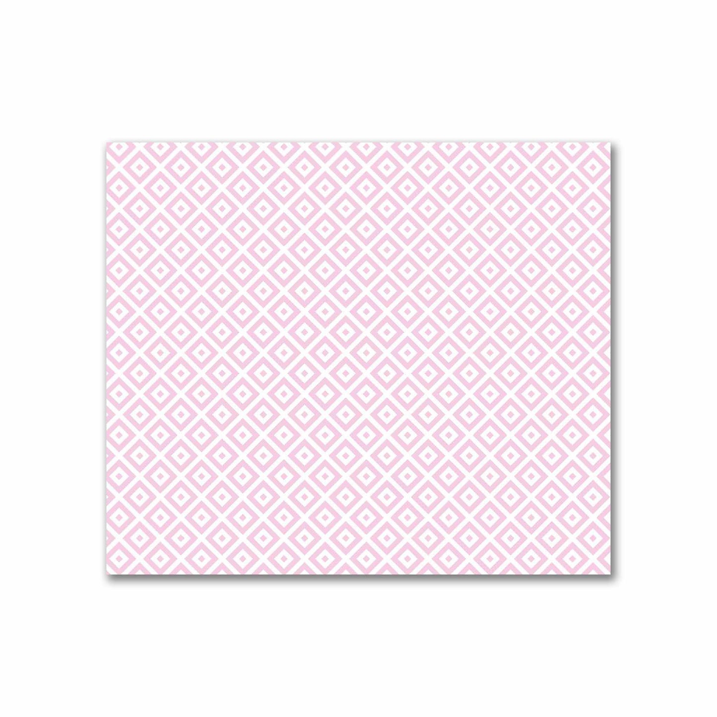 Off-White Cotton Sateen Fabric with Pink Repeating Square Motif Print | FACS-1081-122