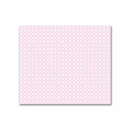Off-White Cotton Sateen Fabric with Pink Repeating Square Motif Print | FACS-1081-122
